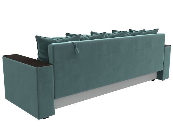 Диван прямой Дубай Лайт полки слева (полностью Велюр бирюзовый) - Вид 6