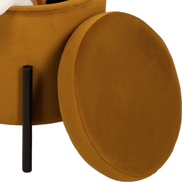 Комплект пуфов Кен с местом для хранения Горчичный велюр Confetti chai tea/черный, 2 шт. - Вид 5