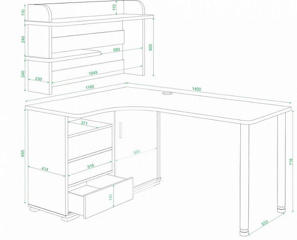 Стол компьютерный СР-145М Белый/Шамони левый - Вид 2