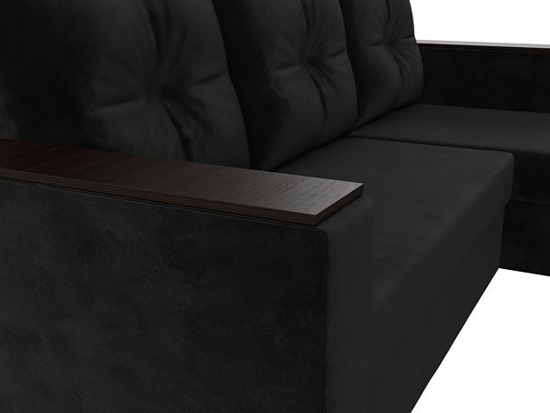 Угловой диван Атланта Лайт Б/С правый (полностью велюр черный) - Вид 4