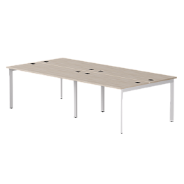 Бенч-система на 4 места Everprof EVO на металлокаркасе 3160х670(1370)x755 опоры 45гр Дуб Соната/Белый - Фото предпросмотра