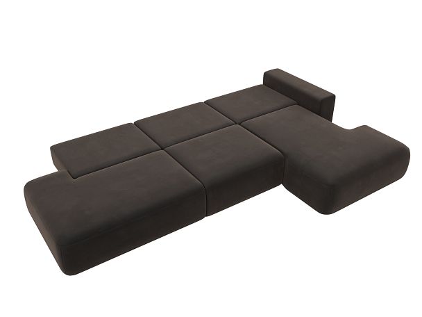 Диван угловой Лига-036 Модерн Лонг правый угол Велюр коричневый - Вид 10