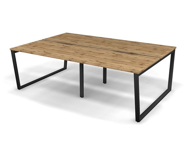 MATRIX 121S400-V Бенч прямой, пров. вырез. (V-опоры) 2360х1590х775 Дуб Крафт/Темно-серый - Вид 1