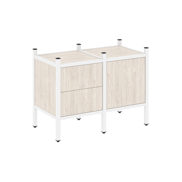 Loft Прямой стеллаж наборный VR.L-01 Денвер светлый/Белый металл 862*446*636 - Вид 1