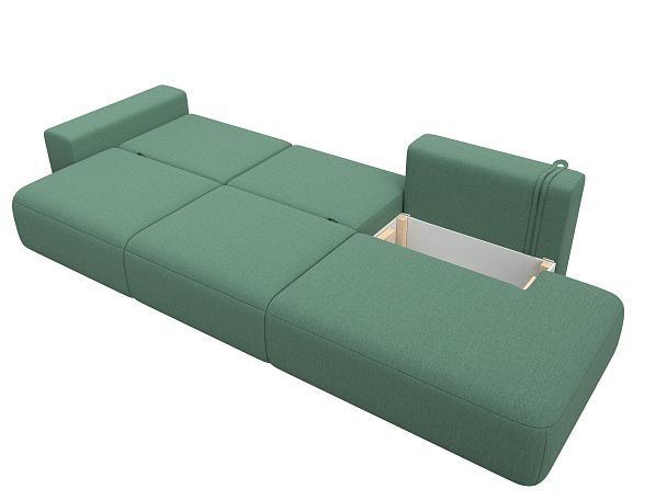 Диван прямой Лига-036 НПБ Модерн Лонг подлокотник слева Рогожка зеленый - Вид 9