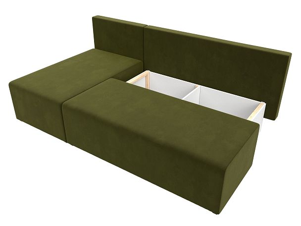 Угловой диван Поло левый (полностью микровельвет зеленый) - Вид 7
