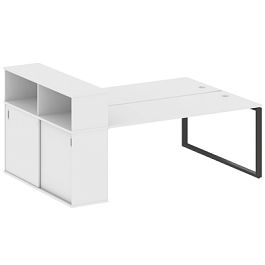 Metal System Р. ст. с шкафом-купе на О-образном м/к БО.РС-СШК-2.5 Т Белый/Антрацит металл 2210*1475*1098 - Фото предпросмотра