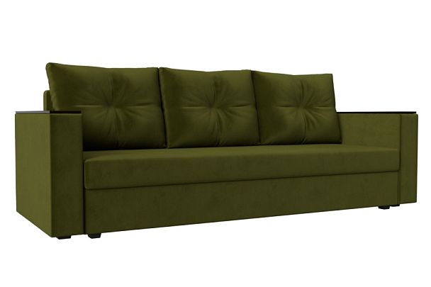Диван прямой Атланта Лайт без стола (полностью микровельвет зеленый) - Вид 1