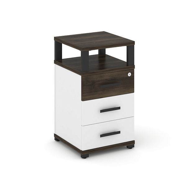 Concept Тумба приставная 3 ящ. с надставкой CN.TUP-003 W Дуб Мали/Белый Бриллиант/Металл Черный 420*420*750 - Вид 1