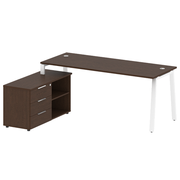 Metal System Р. ст. с тумбой на А-образном м/к БА.РС-СТС-2.5 (L) Венге/Белый металл 1900*1520*750 - Вид 1