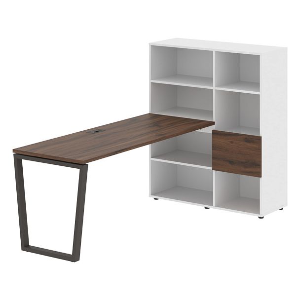 Стол-стеллаж EVRST 1117 Дуб Денвер тёмный/Мокко/Белый 2190х1120х1355 EDIS - Вид 1