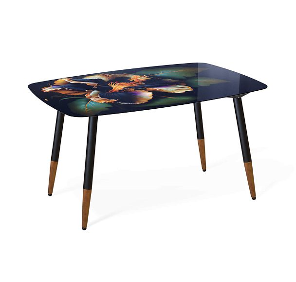 Стол Sheffilton SHT-TU12/TT32 118/77 стекло/МДФ черный/темный орех/ночной цветок - Вид 2