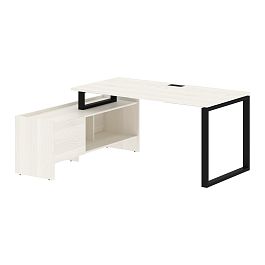 Стол с тумбой EQCT 17814 Ясень Траун/Черный 1760х1400х750 EDIS - Фото предпросмотра