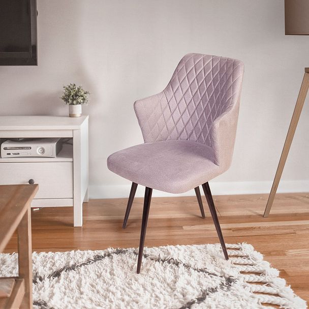 Стул поворотный на 360 градусов Hunt ромб, бархат пепельно-бежевый 25 / чёрный конус - Вид 6