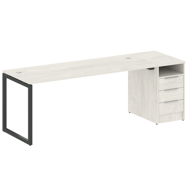 Metal System Quattro Р. ст. с тумбой на О-образном м/к 40БО.РС-СТП-1.5 Дуб наварра/Антрацит металл 2212*720*750 - Вид 1