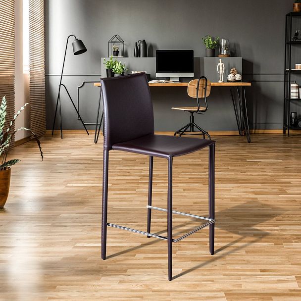 Стул полубарный Rolf, кожа коричневый - Вид 8