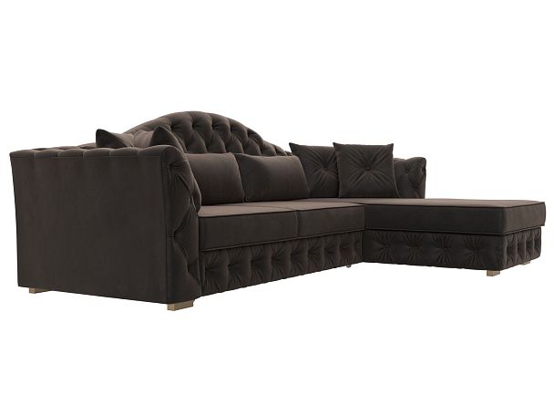 Диван угловой Артис правый угол Велюр коричневый - Вид 3