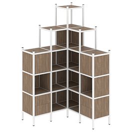 Loft Угловой внутренний стеллаж наборный VR.L-45 Дуб аризона/Белый металл 1278*1278*2280 - Фото предпросмотра