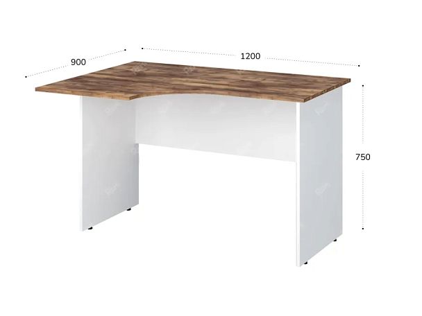 TANDEM RTD012-120L-SH Стол эргономичный левый 1200х900х750 Таксония шоколадная/Белый - Вид 2