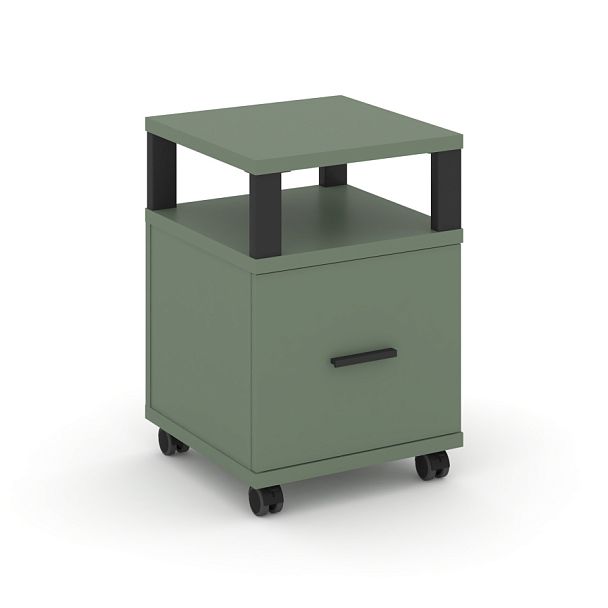 Concept Тумба мобильная 1 распаш. фасад с надставкой CN.TUM-008 B Кобо/Металл Черный 420*420*615 - Вид 1