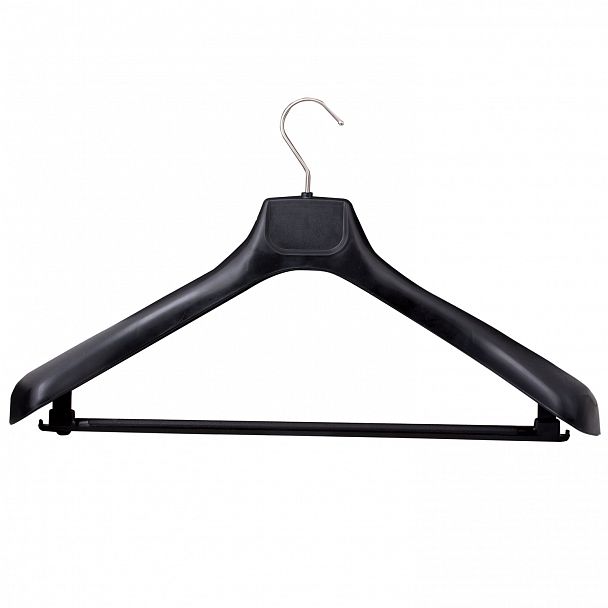 Вешалка-плечики, размер 50-52, пластик, анатомическая, перекладина, крючки для бретелей, черный, С041 - Вид 2