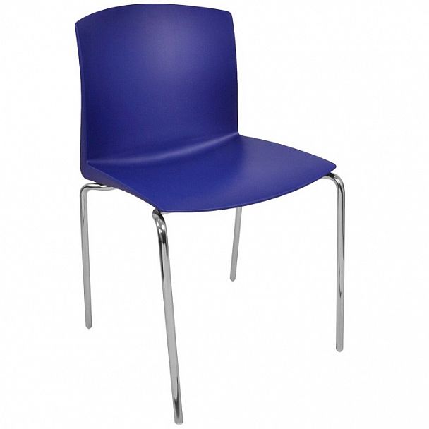 Стул Pull (4 ножки) каркас Хром, синий, стопируемый - Вид 1