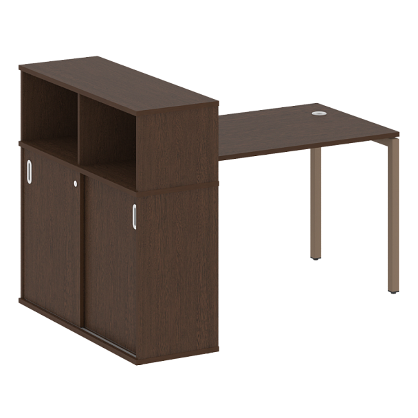 Metal System Quattro Стол письменный с шкафом-купе на П-образном м/к 40БП.РС-СШК-3.2 Т Венге/Мокко металл 1610*1120*1098 - Вид 1