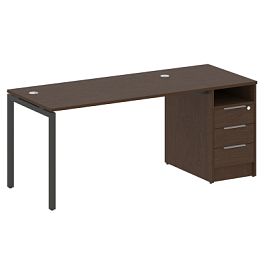 Metal System Quattro Р. ст. с тумбой на П-образном м/к 40БП.РС-СТП-1.3 Венге/Антрацит металл 1812*720*750 - Фото предпросмотра