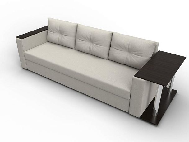 Диван прямой Атланта Лайт со столом справа Рогожка бежевый - Вид 6