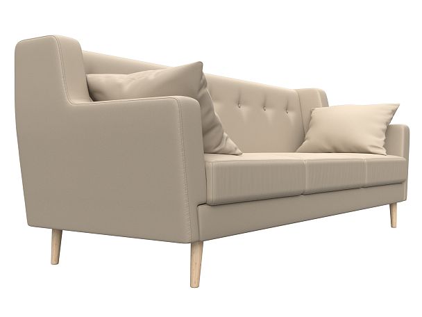 Прямой диван Брайтон 3 (полностью экокожа бежевая) - Вид 3