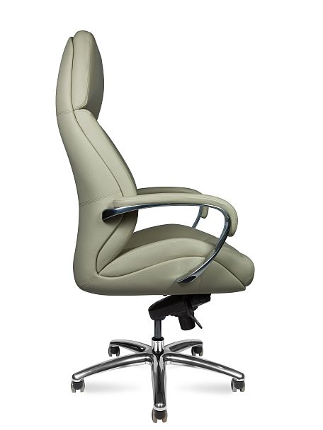 Кресло офисное / Porsche / светло-серая  кожа/ алюминий крестовина - Вид 4