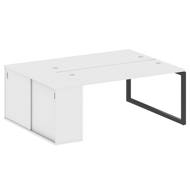 Metal System Quattro Р. ст. с шкафом-купе на О-образном м/к 50БО.РС-СШК-1.4 Т Белый/Антрацит металл 2010*1475*750 - Вид 1