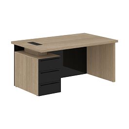 Стол письменный СП-064-25-24(L) Дуб Натуральный/Черный глянец 1600х900х750 KANON - Фото предпросмотра