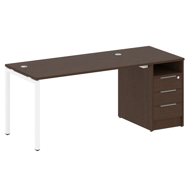 Metal System Quattro Р. ст. с тумбой на П-образном м/к 40БП.РС-СТП-1.3 Венге/Белый металл 1812*720*750 - Вид 1