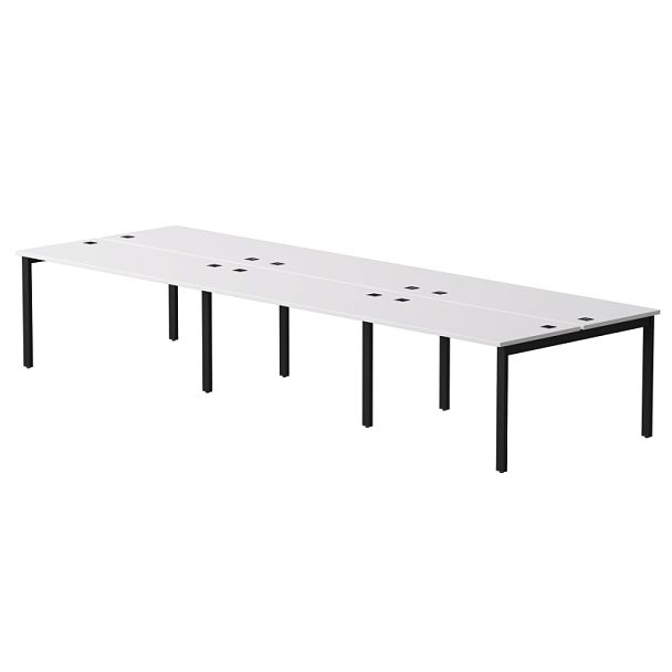 Бенч-система на 6 мест Everprof EVO на металлокаркасе 4140х670(1370)x755 Белый/Черный - Вид 1