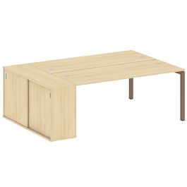 Metal System Quattro Р. ст. с шкафом-купе на П-образном м/к 50БП.РС-СШК-1.5 Т Акация/Мокко металл 2210*1475*750 - Фото предпросмотра