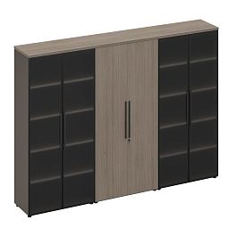 Шкаф комбинированный с высокими дверьми (стекло-одежда-стекло) U.RUS РС 335 ДЧ/ЛС дуб виченца/лава серая - Фото предпросмотра