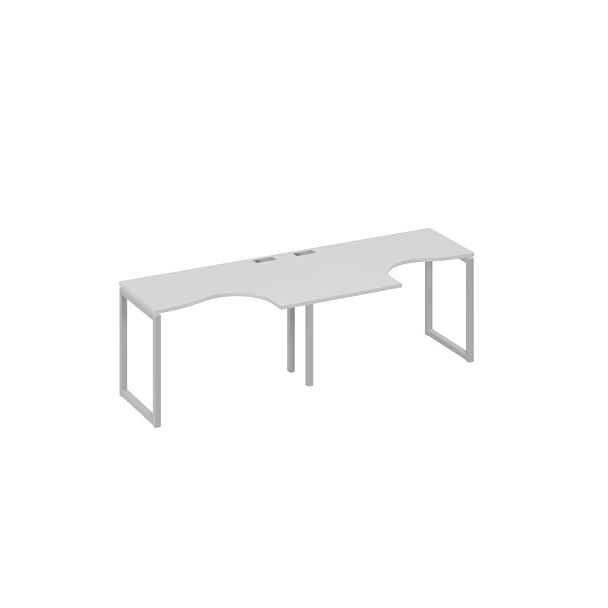Рабочая станция столы Классика опоры QUATTRO (2х120) A4 А4 Б4 031-2 БП серый / металлокаркас серый - Вид 1