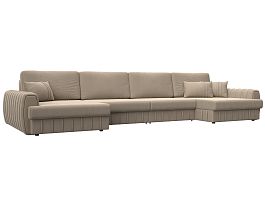 Диван П-образный Лига-057 НПБ Лонг Велюр бежевый - Фото предпросмотра