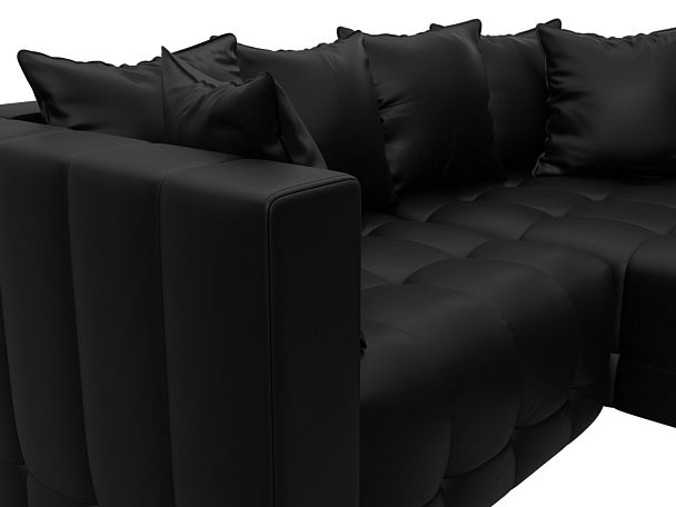 Диван угловой Лига-052 НПБ угол универсальный Экокожа черный - Вид 4