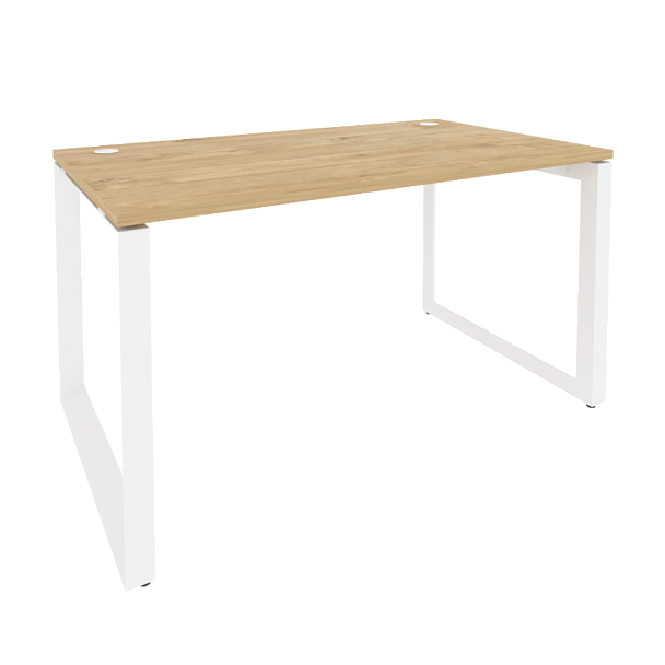 Onix Стол рабочий на О-образном м/к O.MO-SP-3.8 Тиквуд светлый/Белый металл 1380*800*750 - Вид 1