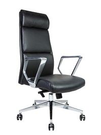 Кресло офисное / Лондон ЛЮКС / хром / черная экокожа - Фото предпросмотра