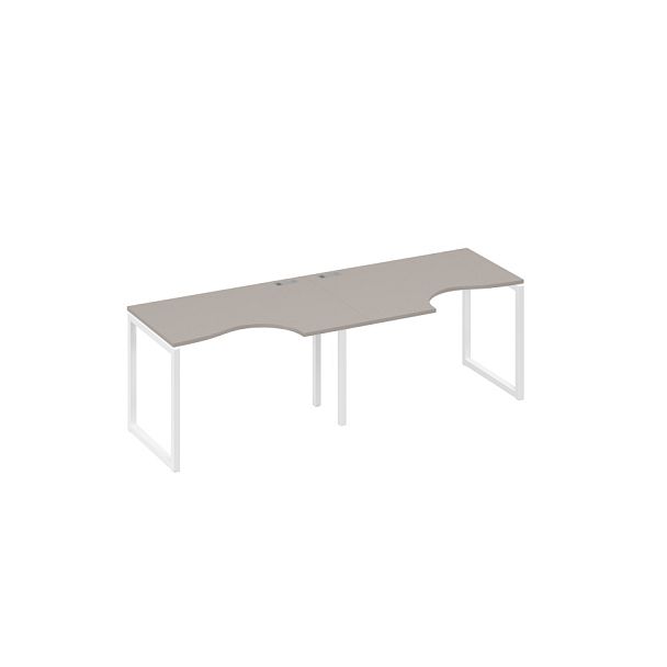 Рабочая станция столы Классика каркас QUATTRO (2х120) A4 А4 Б4 041-2 БП мокко премиум / металлокаркас белый - Вид 1