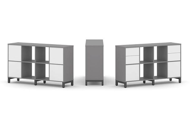 Стайл Проджект Набор стеллажа одностороннего, 2 яруса SN.NS-241 Серый Пепел/Белый/Металл Антрацит 14 - Вид 1