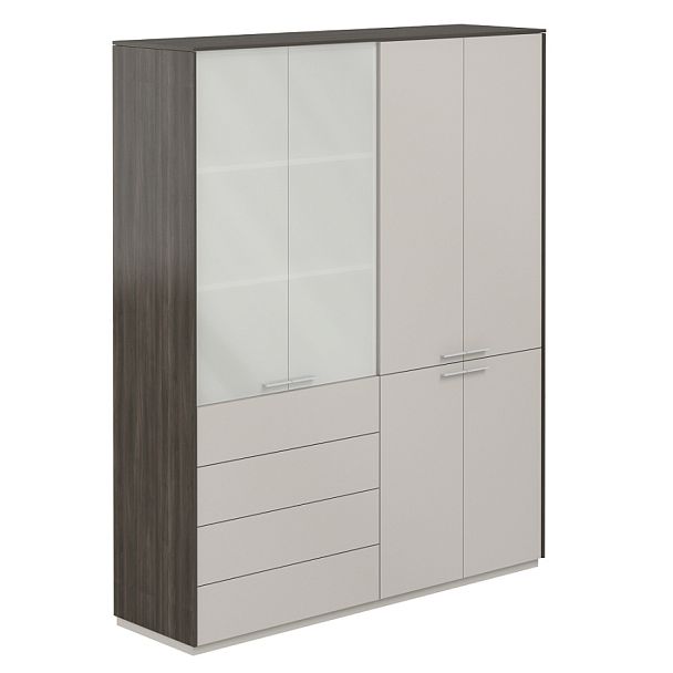 Шкаф высокий + Шкаф высокий со стеклом мат., Atlas 4 ящ., обвязка BT, фасады G - Вид 1