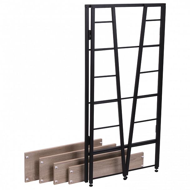 Стеллаж BRABIX "Smart SH-007", 605х295х1193 мм, ЛОФТ, трапеция, складной, металл/ЛДСП дуб, каркас черный, 641872 - Вид 7