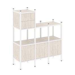 Loft Прямой стеллаж наборный VR.L-13 Денвер светлый/Белый металл 1278*446*1458 - Фото предпросмотра