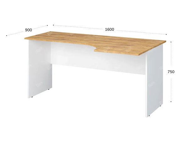 TANDEM RTD014-160R-ME Стол эргономичный правый 1600х900х750 Таксония медовая/Белый - Вид 2