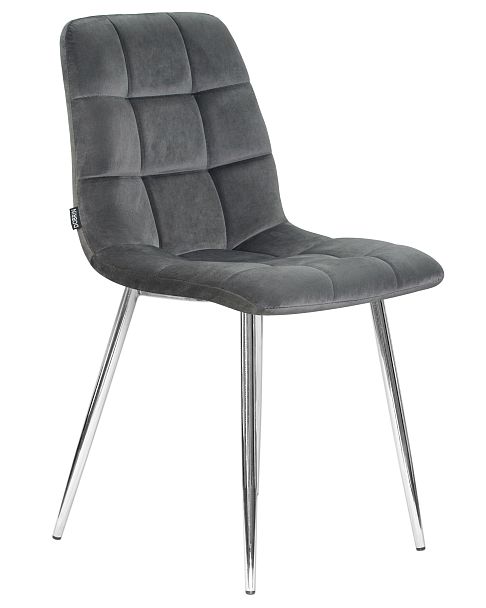 Стул обеденный DOBRIN ALEX (хром ножки, темно-серый велюр (V108-91)) - Вид 2