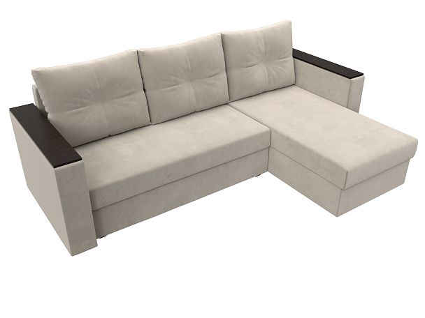 Угловой диван Атланта Лайт Б/С правый (полностью микровельвет бежевый) - Вид 7